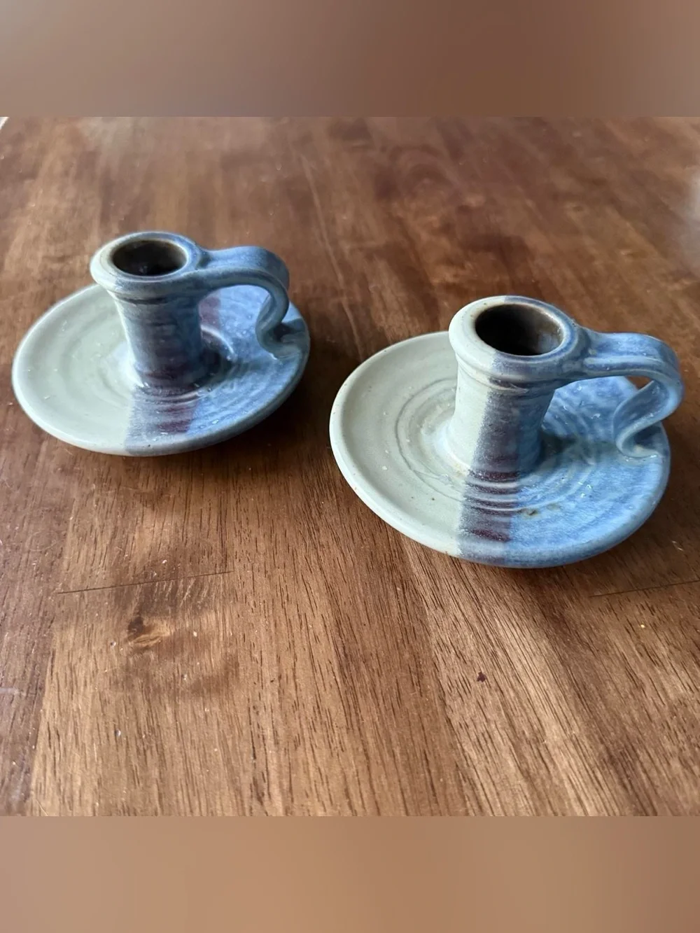 Pair of Candle Holders Chamber Candlestick Finger Lamp Pottery